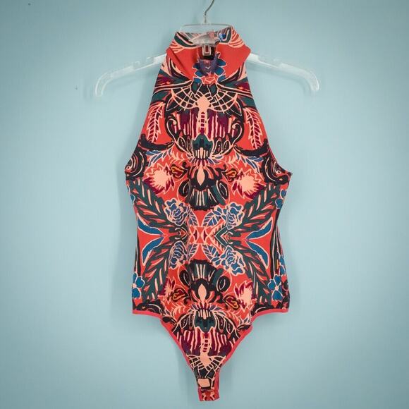 Free People Size Small S Tucker Floral Paisley Print Sleeveless Mock Bodysuit - Picture 1 of 7